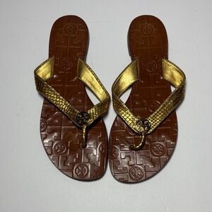 Tory Burch Gold and Brown Sandals Women Size 8M